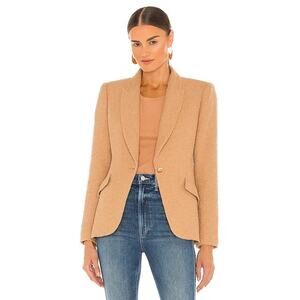 L'AGENCE Camel Textured Single-Button Blazer